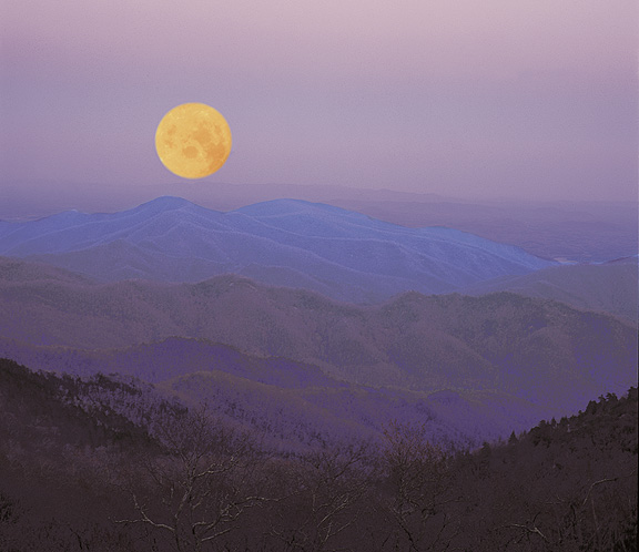 Moonrise over Blue Ridge Mountains