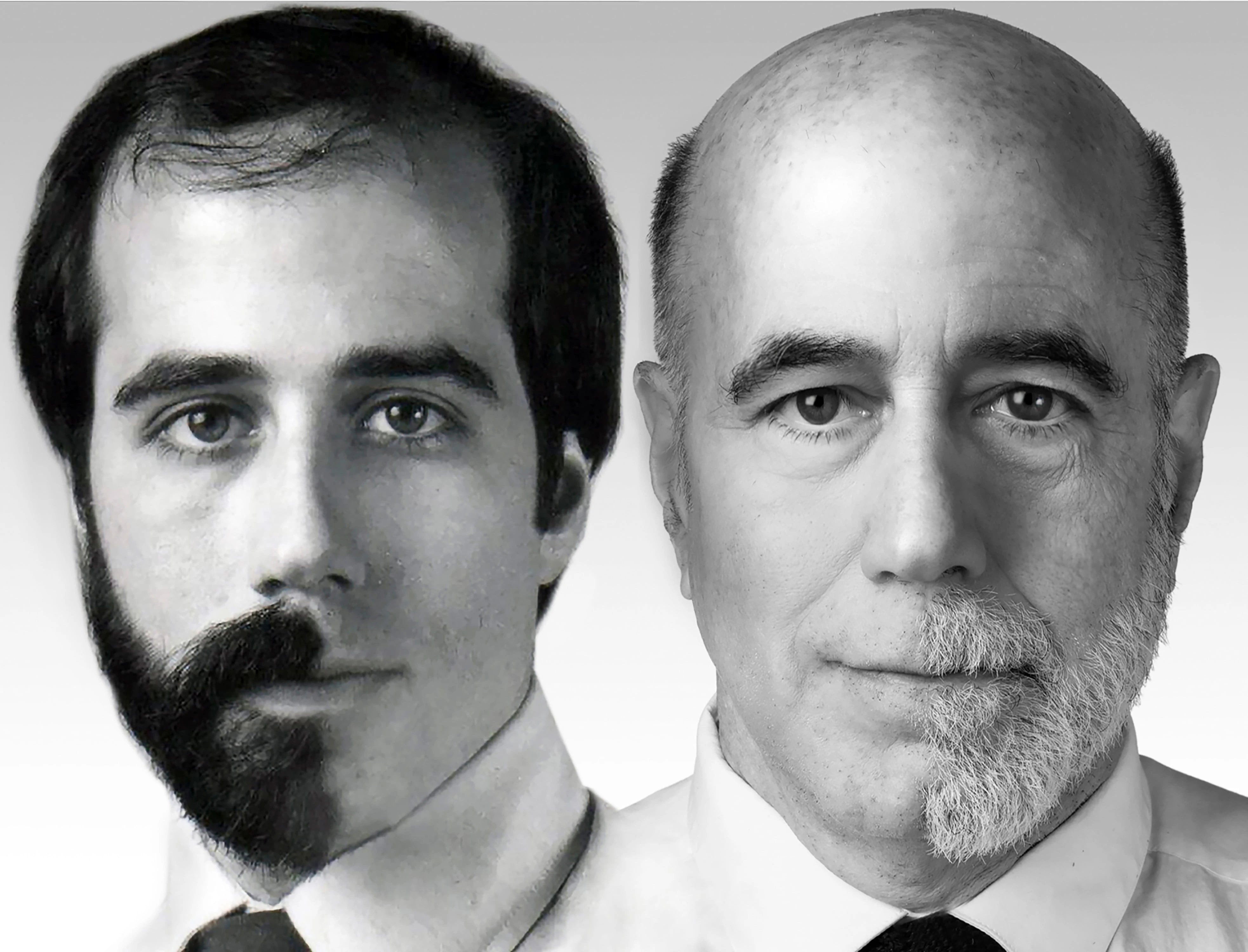 Self Portrait Then and Now half beard