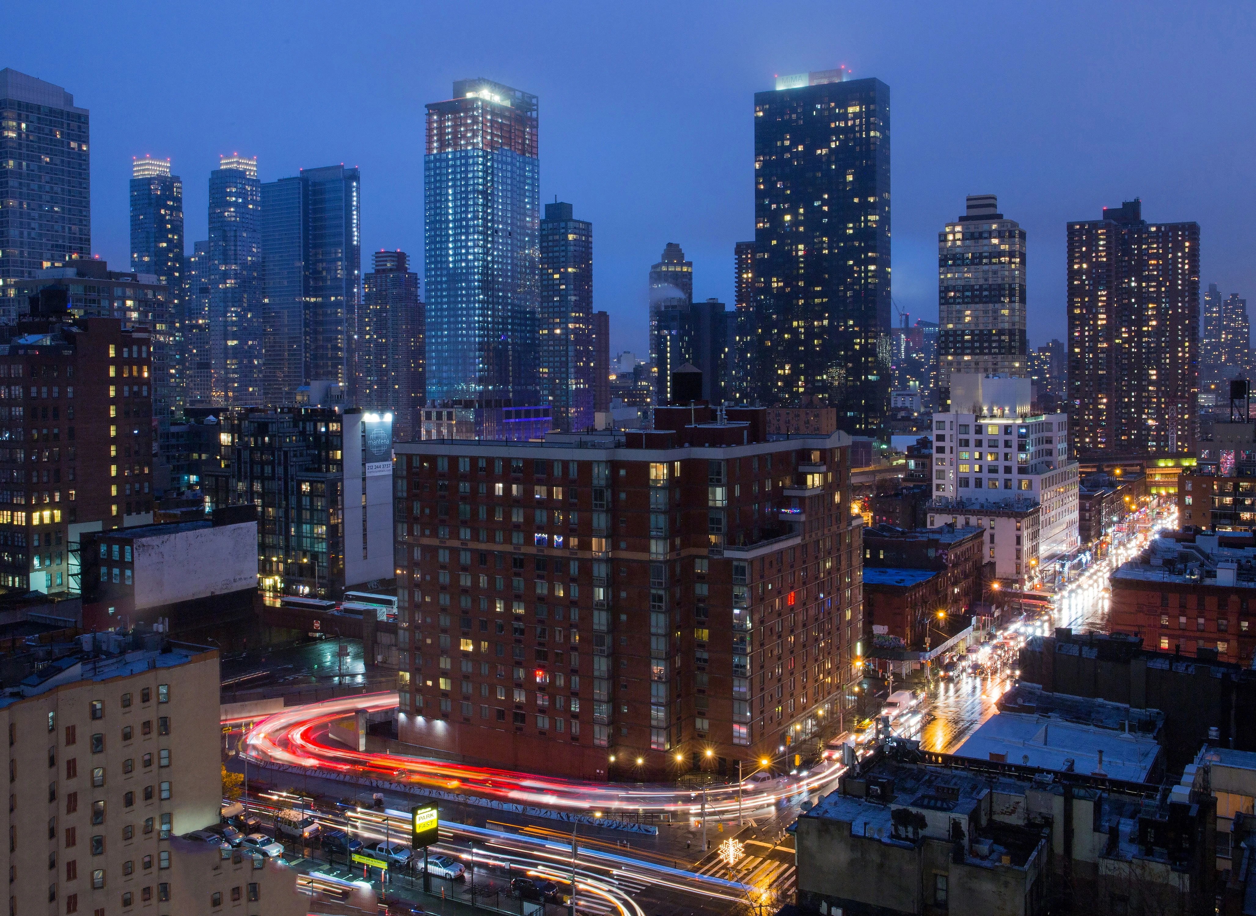 OUT THE WINDOW: Winter Midtown Sunset Lincoln Tunnel Approach Ninth Avenue