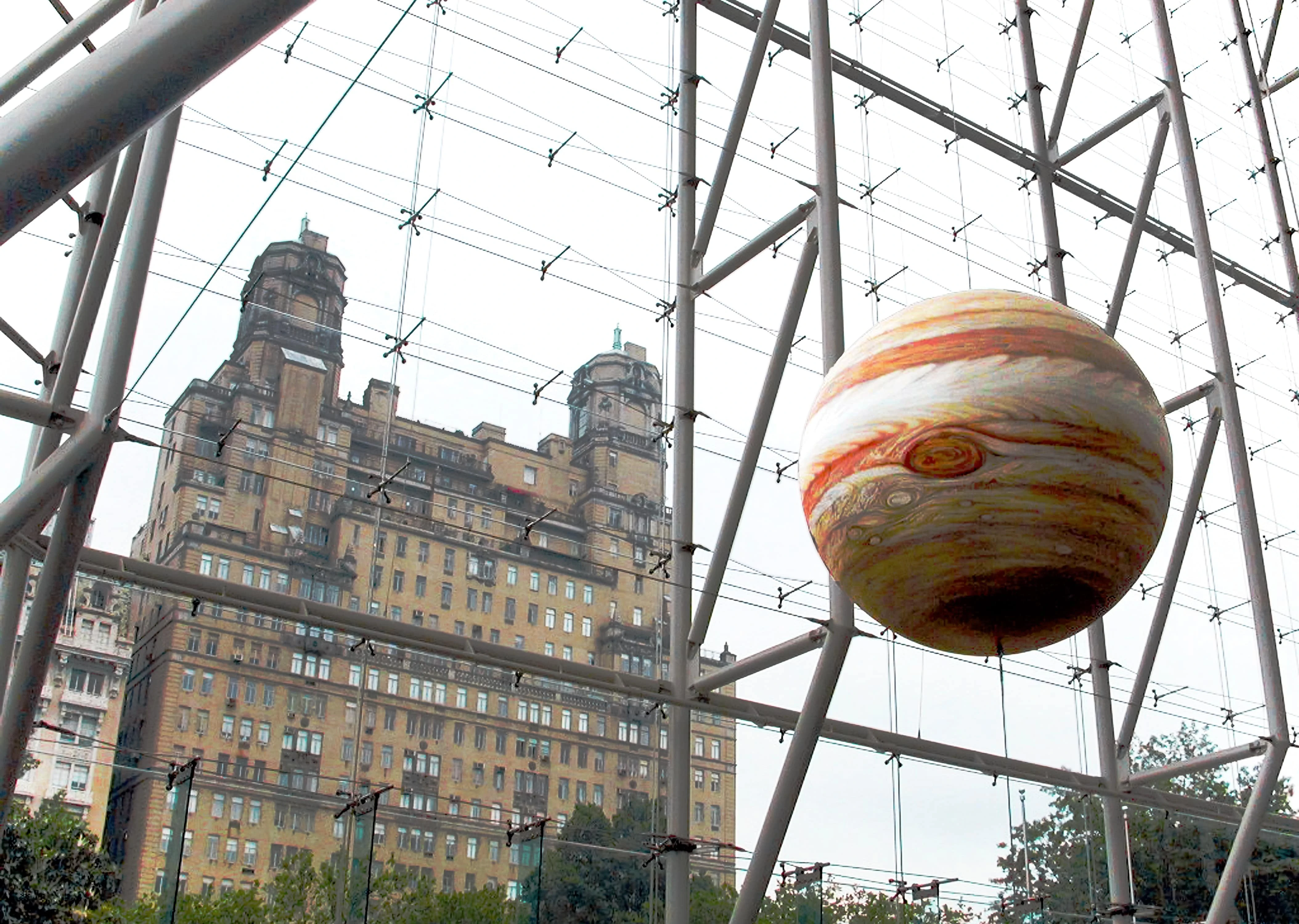 Model of Jupiter Rose Center for Earth and Space with The Beresford in background